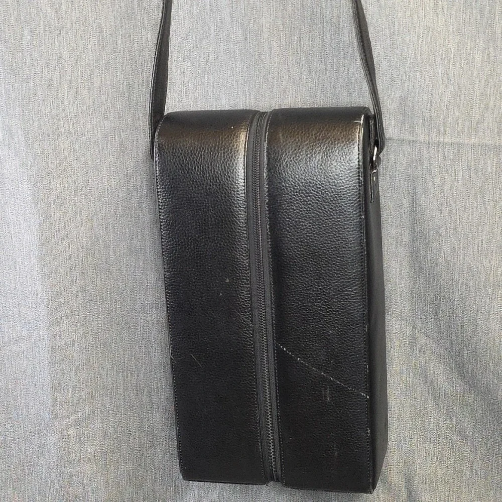 Vintage Leather And Velvet Double Wine‎ Bottle Carrying Case Classy Outing...